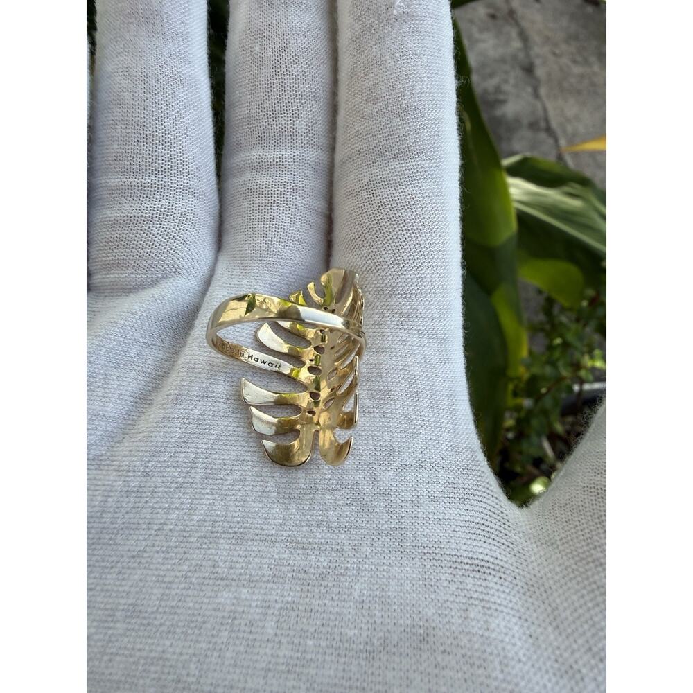 Maui Divers 14KT Yellow Gold Hawaiian Monstera Ring Made in Hawaii Size 8 - Picture 9 of 14